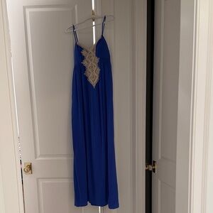 Lilly Pulitzer Blue Maxi Dress with Cream Lace